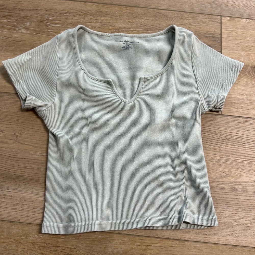 Women's Ribbed Scoop Neck Top - Gray